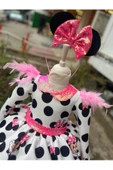 Kız Çocuk Mickey Mouse Pembe Payet Detaylı Tüllü Elbise - 7