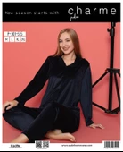 CHARME P-301-515 BAYAN KADİFE GÖMLEK UZUN KOL PİJAMA TAKIMI - 1