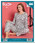 SUDE K-301-565 BAYAN SÜET GENÇ UZUN KOL PİJAMA TAKIMI - 1