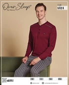 OVER SLEEP 1524 ERKEK POLEREN BORDO PİJAMA TAKIM - 2