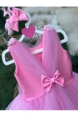 Kız Çocuk Pembe Kabarık Tüllü Tasarım Abiye Elbise - 4