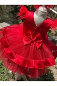 Kız Çocuk Kırmızı Kabarık Abiye Elbise - 1