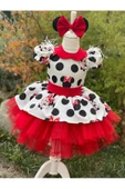 Kız Çocuk Miki Mickey Mouse Kırmızı Tüllü Kabarık Elbise - 1