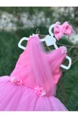 Kız Çocuk Pembe Kabarık Tüllü Tasarım Abiye Elbise - 8