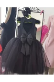 Kız Çocuk Siyah Kabarık Sırt Kalp Detaylı Kuyruklu Elbise thumbnail 2