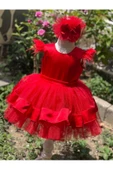 Kız Çocuk Kırmızı Kabarık Abiye Elbise - 5