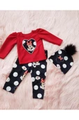 Kız Çocuk Mickey Mouse Baskili Tayt Bluz Sapka Takim - 1