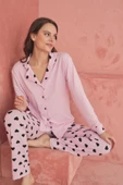 ELİZ 1203-2 BAYAN BAMBOO PEMBE DÜĞMELİ PİJAMA TAKIMI - 3