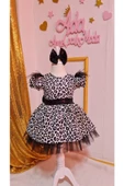 Kız Çocuk Leopar Desenli Siyah Tüllü Kabarık Elbise thumbnail 1