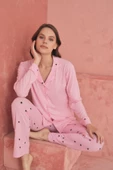 ELİZ 1203-13 BAYAN BAMBOO PEMBE DÜĞMELİ PİJAMA TAKIMI - 3