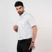 MUGİ CEPLİ RAHAT KESİM ÇİZGİLİ KISA KOL ERKEK GÖMLEK thumbnail 4