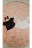 Kız Çocuk Siyah Beyaz Dantel Detaylı Bluz Set - 1