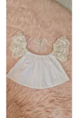 Kız Çocuk Siyah Beyaz Dantel Detaylı Bluz Set - 3