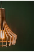 hü ma tasarım ve aksesuarModern Tasarım Köşeli Uzun Doğal Ahşap Mdf 3d Rustik Mutfak Avize - 4