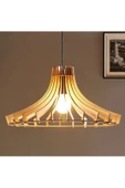 hü ma tasarım ve aksesuarWindy Modern Tasarım Doğal Ahşap Mdf 3d Lazer Kesim Rustik Salon Avize - 3