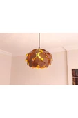 hü ma tasarım ve aksesuarYaprak Modern Tasarım Globe Küre Doğal Ahşap MDF 3D Lazer Kesim Rustik Salon Avize - 1