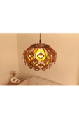 hü ma tasarım ve aksesuarYaprak Modern Tasarım Globe Küre Doğal Ahşap MDF 3D Lazer Kesim Salon Avize - 2