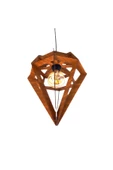 hü ma tasarım ve aksesuarModern Tasarım Diamond Prizma Doğal Ahşap Mdf 3d Lazer Kesim Rustik Salon Avize - 2