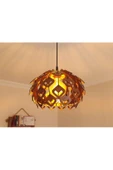 hü ma tasarım ve aksesuarYaprak Modern Tasarım Globe Küre Doğal Ahşap MDF 3D Lazer Kesim Salon Avize - 1