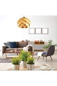 hü ma tasarım ve aksesuarCircle Küre Doğal Ahşap Mdf 3d Lazer Kesim Rustik Salon Avize Modern Aydınlatma - 4