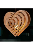 hü ma tasarım ve aksesuarModern Tasarım Kalp Modeli Doğal Ahşap Mdf 3d Lazer Kesim Rustik Salon Avize - 2