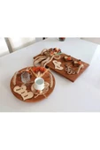HÜMAİsme Özel Retro Rustik Ahşap Eskitme Söz Nişan Kahve Sunum Damat Tepsisi 2 li Set - 2
