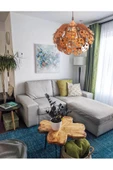 hü ma tasarım ve aksesuarCircle Modern Aydınlatma Tasarım Globe Küre Doğal Ahşap Mdf 3d Lazer Kesim Rustik Salon Avize Aplik - 5