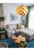 hü ma tasarım ve aksesuarCircle Küre Doğal Ahşap Mdf 3d Lazer Kesim Rustik Salon Avize Modern Aydınlatma - 5