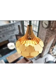hü ma tasarım ve aksesuarDörtgen Modern Tasarım Globe Küre Doğal Ahşap Mdf 3d Lazer Kesim Rustik Salon Avize - 2