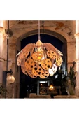hü ma tasarım ve aksesuarCircle Modern Aydınlatma Tasarım Globe Küre Doğal Ahşap Mdf 3d Lazer Kesim Rustik Salon Avize Aplik - 2