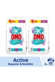 Omo Matik Active Beyazlar & Renkliler Toz Deterjanı 9 Kg 60 Yıkama x 2 Adet - 1