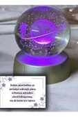 tml temalife Renk Değiştiren Led Işıklı Cam Satürn Kız Küre Dolunay Lamba Kristal Top Kar Küresi Özel Hediye Not - 1
