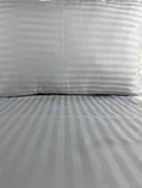 Çizgili Saten Açık Gri  2 Adet 50x70 Yastık Kılıfı - 1