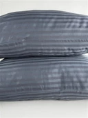 Çizgili Saten Antrasit 2 Adet 50x70 Yastık Kılıfı - 2