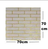 Renkli Duvarlar 70x70cm 1 Adet Kendinden Yapışkanlı Gold Çizgili Altın Beyaz Tuğla Desen Duvar Kağıdı Paneli NW176 - 2