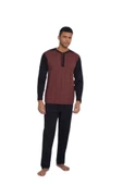 Kly Erkek Kiremit Battal Uzun Kol Pijama Takım 9132 thumbnail 1