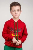 Kız Erkek Merry Christmas ve Geyik Baskılı Yeni Yıl Kırmızı Eşofman Takım - 2