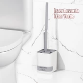 Porsima 2026 Pratik Temizlik Tuvalet Fırçalığı Banyo Tuvalet Fırçası Wc Klozet Fırçası -Gri Beyaz - 6