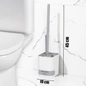 Porsima 2026 Pratik Temizlik Tuvalet Fırçalığı Banyo Tuvalet Fırçası Wc Klozet Fırçası -Gri Beyaz - 5