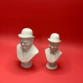 3D Laurel & Hardy Büst - Figür - 10 cm Mermer Görünümlü - 6
