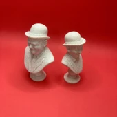 3D Laurel & Hardy Büst - Figür - 10 cm Mermer Görünümlü - 1