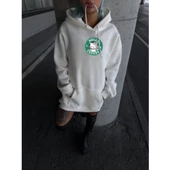 Üç İplik Penye Uzun Kol Kapşonlu SweatShirt - Beyaz - 3