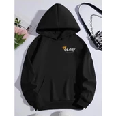 Kışlık Üç İplik Kapşonlu SweatShirt - Siyah - 2