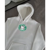 Üç İplik Penye Uzun Kol Kapşonlu SweatShirt - Beyaz - 2