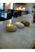 Three Drops Dekoratif Beton Tealight Mumluk 3'lü Set | Alaçatı-Baby Blue-Karamel | - 4