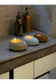 Three Drops Dekoratif Beton Tealight Mumluk 3'lü Set | Alaçatı-Baby Blue-Karamel | - 3