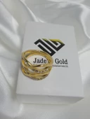 Jade'm Gold Zirkon taşlı ayarlana bilir bayan yüzük - 2