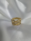 Jade'm Gold Zirkon taşlı ayarlana bilir bayan yüzük - 3