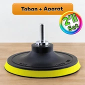 Cırt Zımpara Tabanı 115 mm Zımparalama Taşlama Sökülebilir M14 Cıvata Matkap Uyumlu + Matkap Aparatı (2'Li SET) - 1