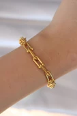 316L Çelik Gold Renk  Bileklik - TJ-BB6086 - 1